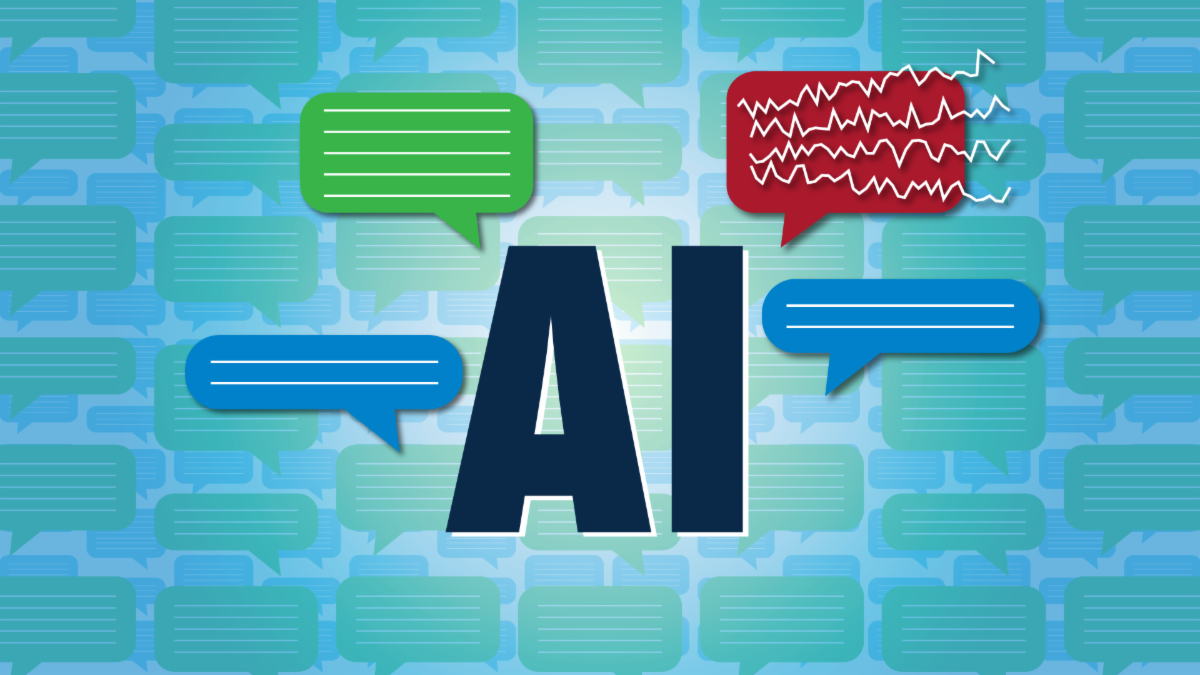 A color graphic showing the concept of AI hallucination 