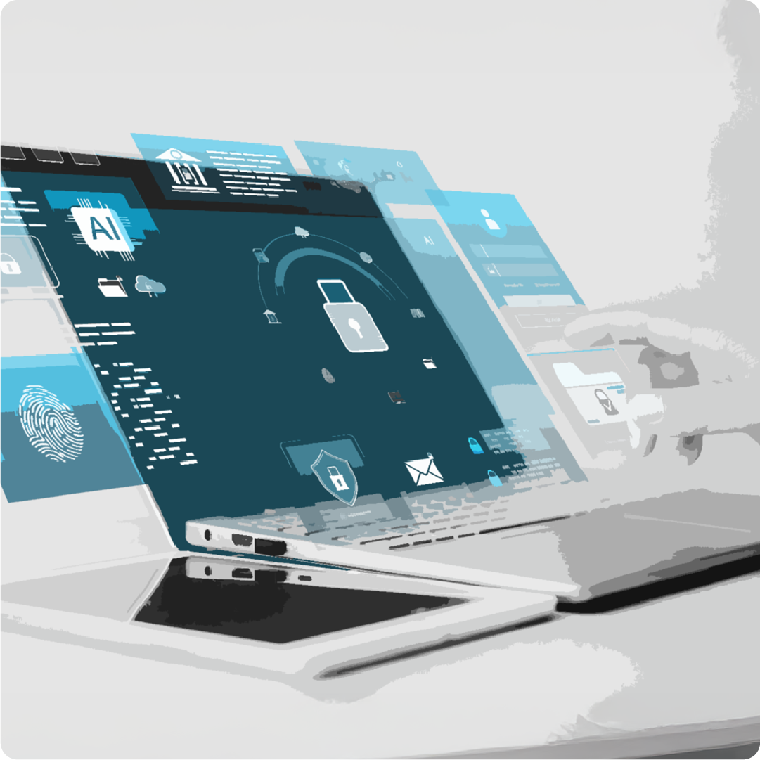 A graphic illustration showing the concept of cyber security.