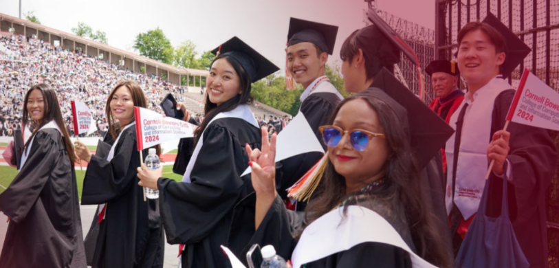 A color photo of students about to graduate
