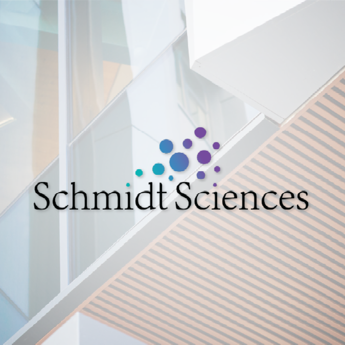 A color photo showing the Schmidt Sciences logo overlaying a photo of a building's exterior.