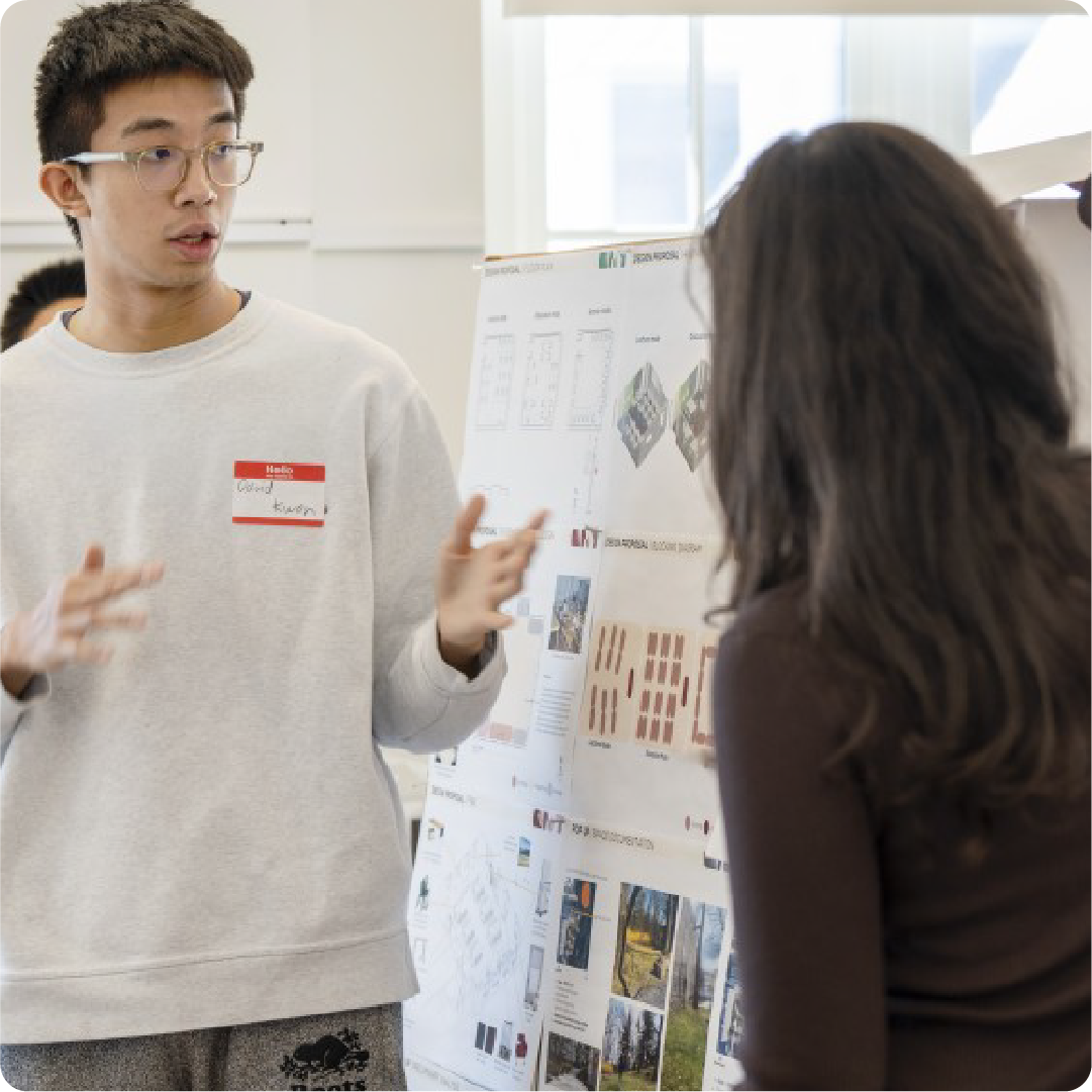 Students in Rhonda Gilmore's studio course present their plans of a redesigned Cornell classroom