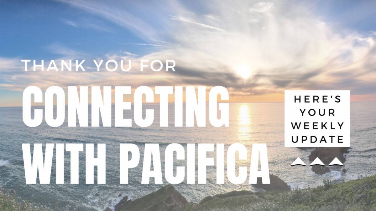 Connecting With Pacifica banner - sun setting reflection on ocean scene