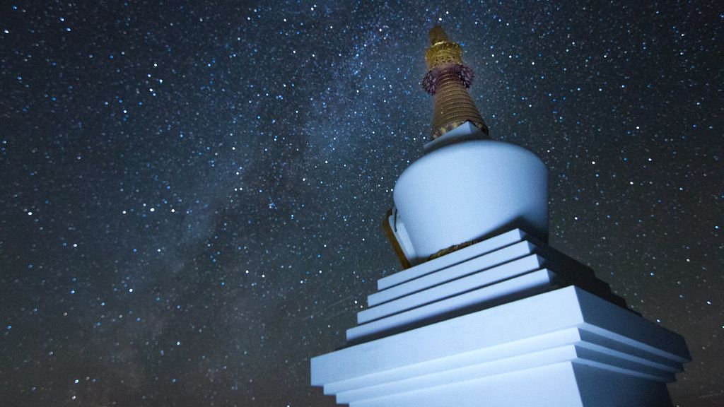 Buddha and the Milky Way-1 by Paul Malinowski (Stupa of Enlightenment at Crestone, Colorado)