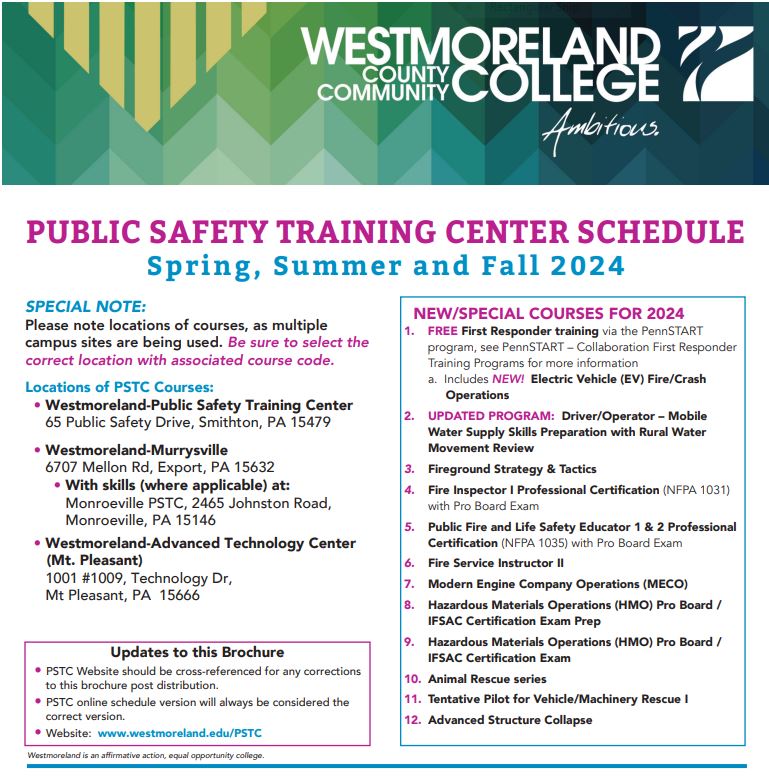 WestmorelandPSTC 2024 Spring, Summer & Fall Classes