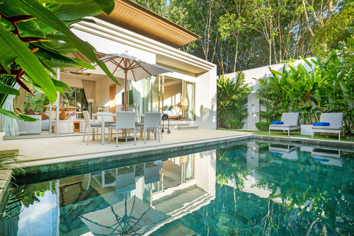 Interior and exterior design of luxury pool villa_ house_ home feature s...