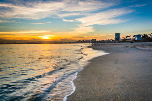 Sunset over the Pacific Ocean_ in Long Beach_ California.
