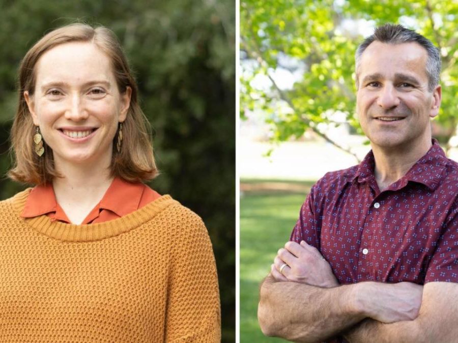 Portraits of a woman and man cropped into a single image