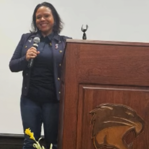 UToledo Communications professor Tisha Mays at Sylvania Northview speaking engagement
