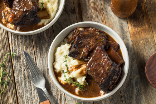 Homemade Braised Beef Short Ribs with Gravy and Potatoes