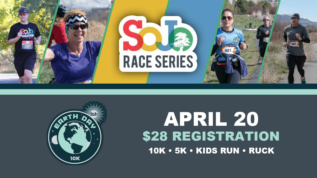 Runners on the background header, with Race details for the Earth Day 10K Race