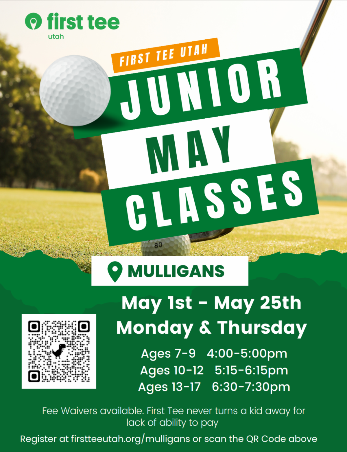 First Tee Utah May Golfing Classes at Mulligans