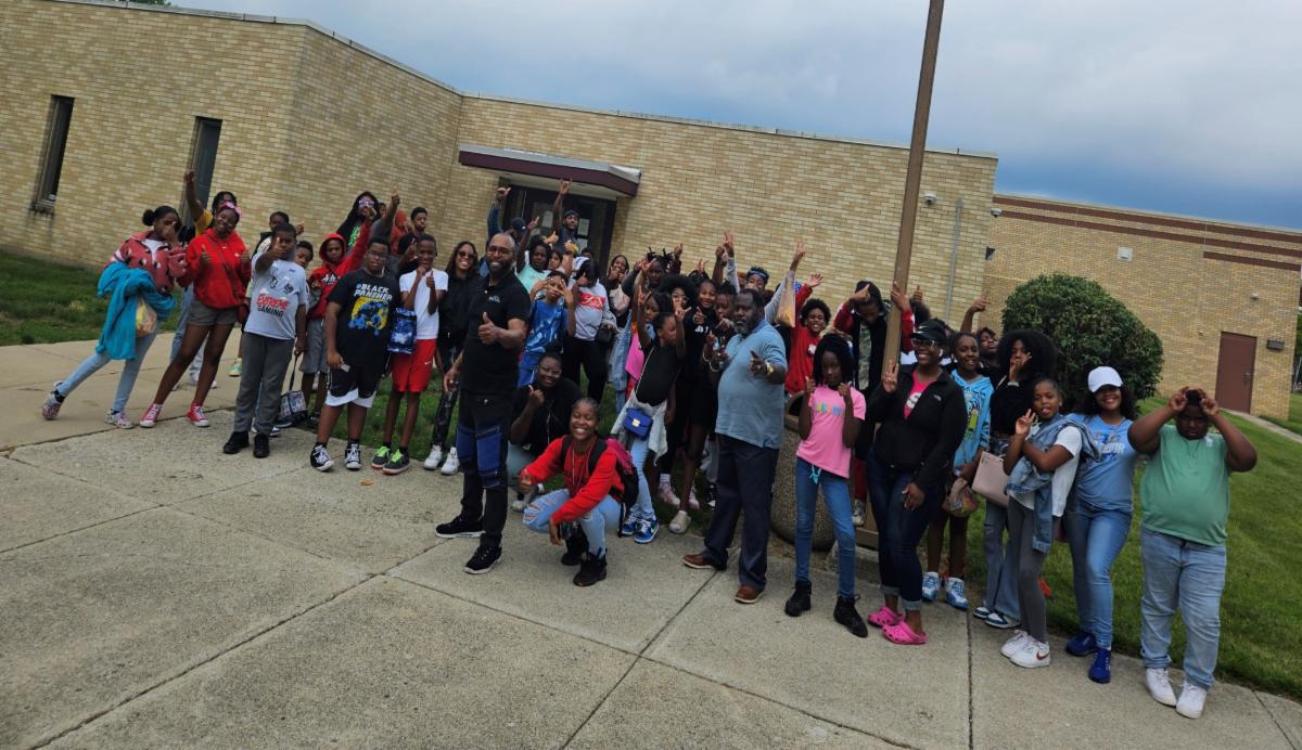 a large group learns about restorative justice practices on the campus of central state university
