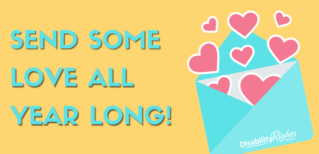 Send some love all year long - envelope with hearts coming out