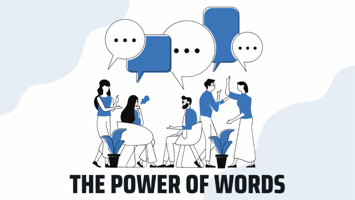 The power of words - an illustration of small groups of people talking