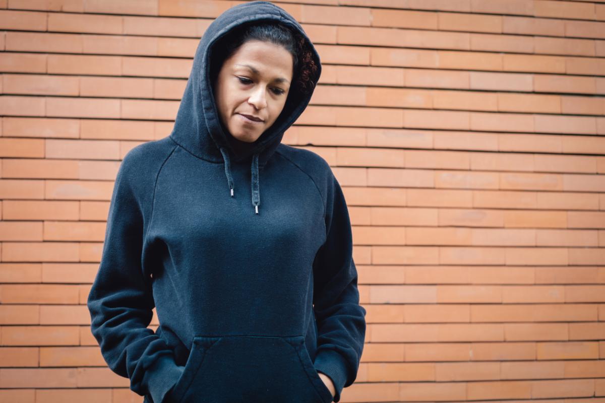 woman in hoodie