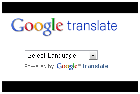 Google logo with the word translate and drop down box that says select language