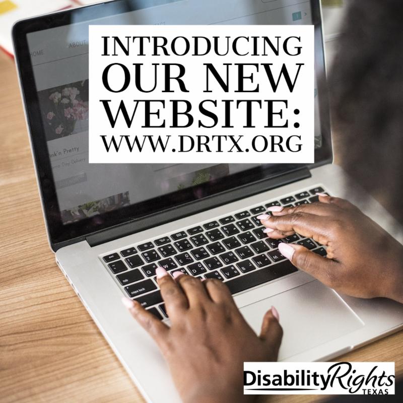   close up of computer laptop with person typing on keyboard with words in image, "Introducing our new website: www.DRTx.org"