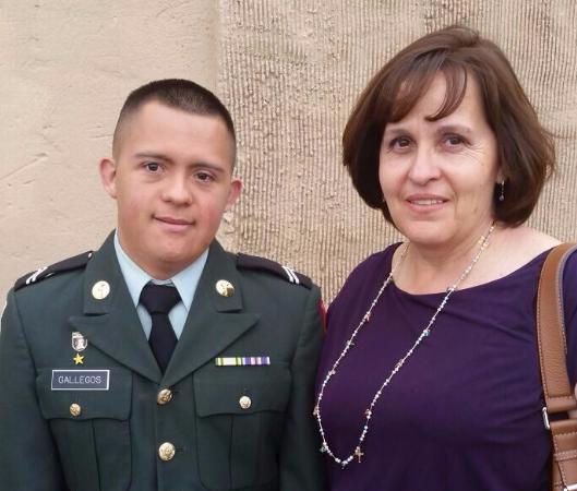 Angel Gallegos and his mom