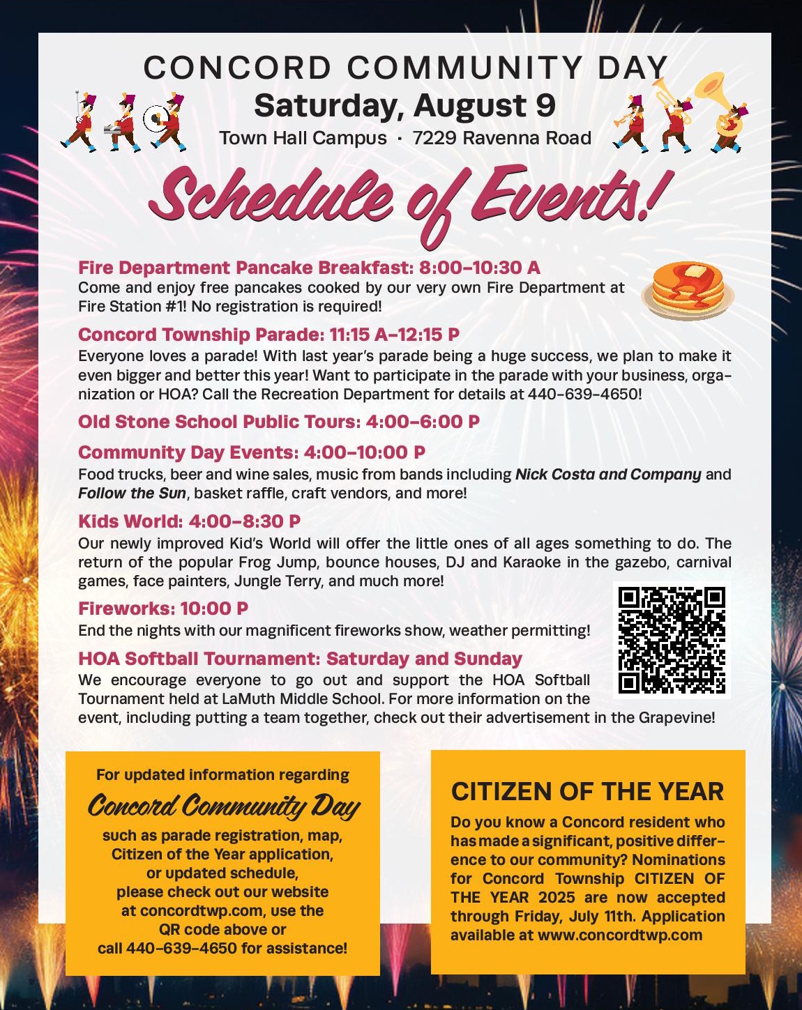 Concord Community Day Schedule of Events!