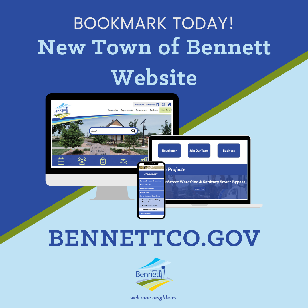 Graphic of computer and phone screen promoting new website.