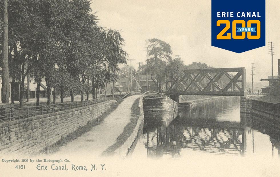 1905 photo showing the Erie Canal in Rome NY