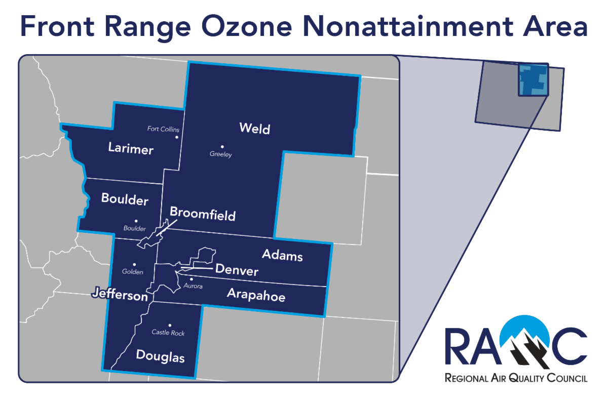 Map of 9-county nonattainment zone