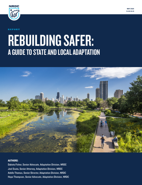 Cover of the Rebuilding Safer guide showing an urban river and wetland.