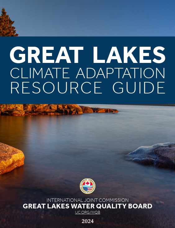 The cover of the Great Lakes Climate Adaptation Resource Guide featuring an image of an unknown body of water.