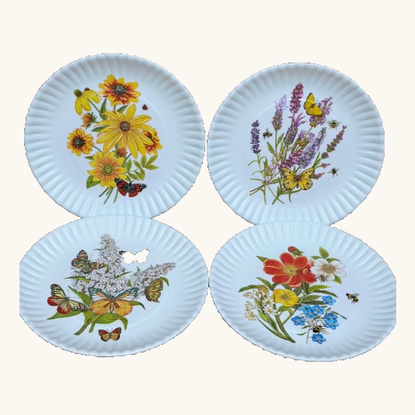 Floral Melamine Plates Set of 4