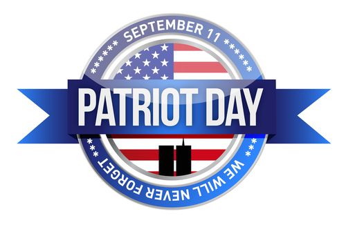 patriot day. us seal and banner illustration design