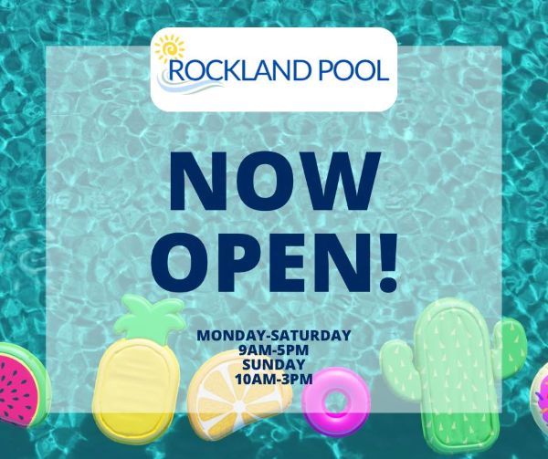 The words now open over a background of pool water with a pineapple orange slice and cactus pool float