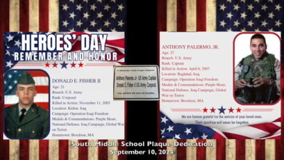 Anthony Palermo Jr and Donald Fisher II Honored at Brockton South Middle School Heroes Day