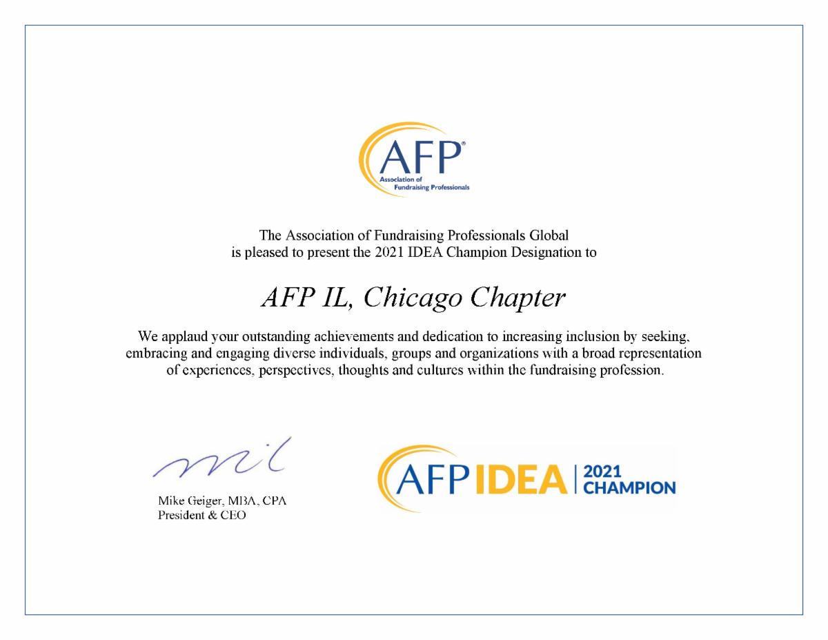 2021 IDEA Champion Certificate