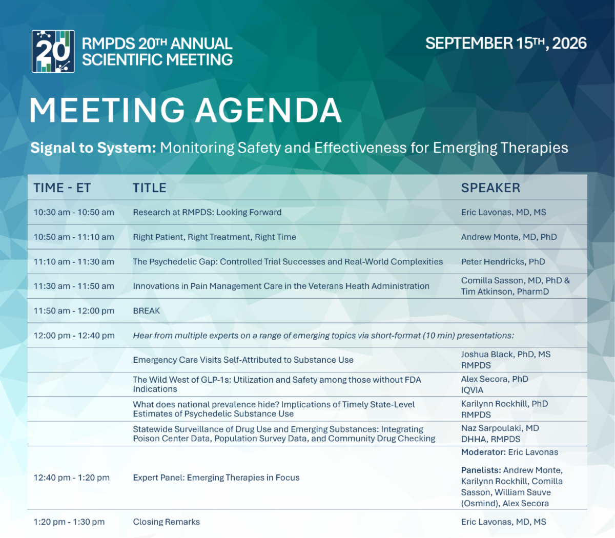 RMPDS 20th Annual Scientific Meeting Agenda