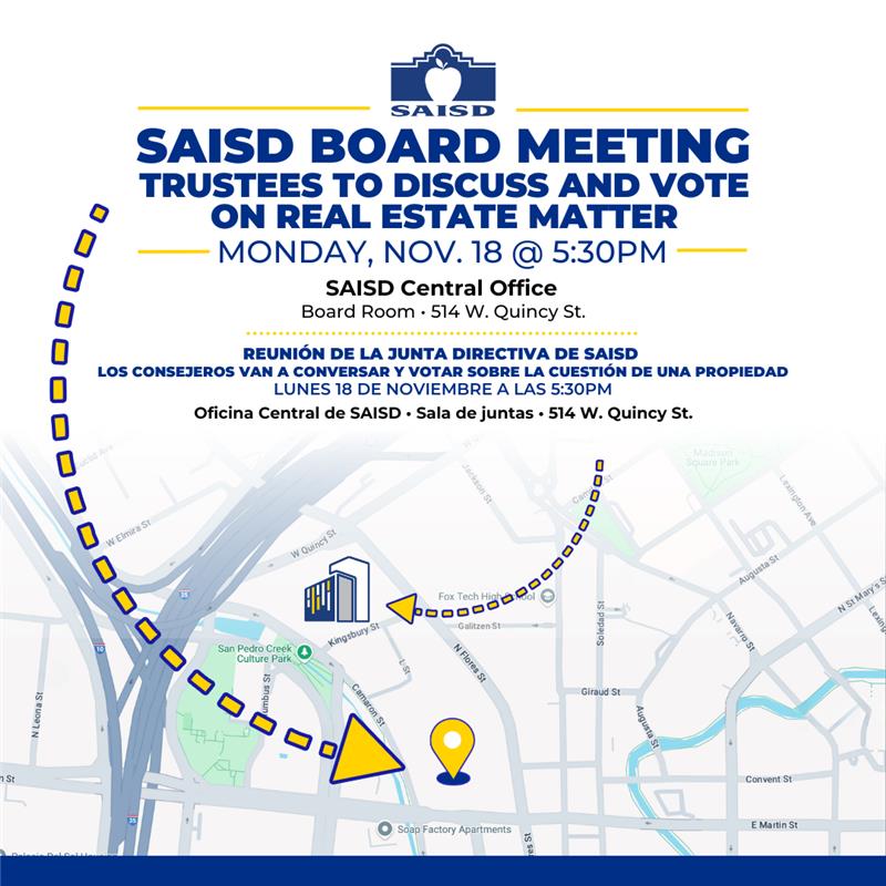 SAISD Trustees to discuss and vote on real estate matter
