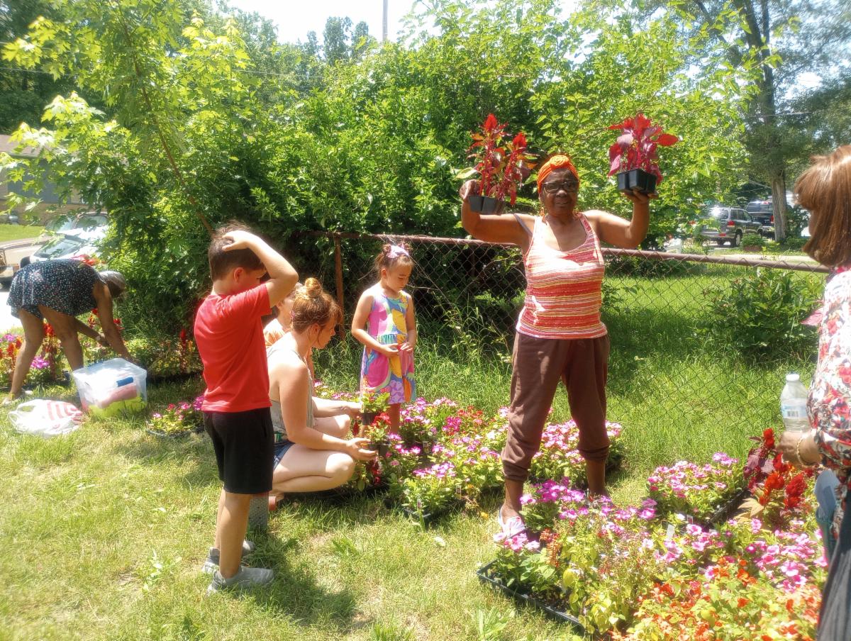 Residents received flowers to plant at their homes at the Douglass Park Neighborhood Festival. 