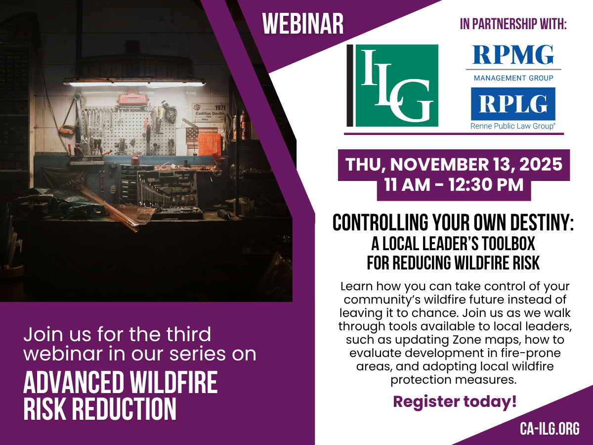 Wildfire webinar promo graphic with date title and description