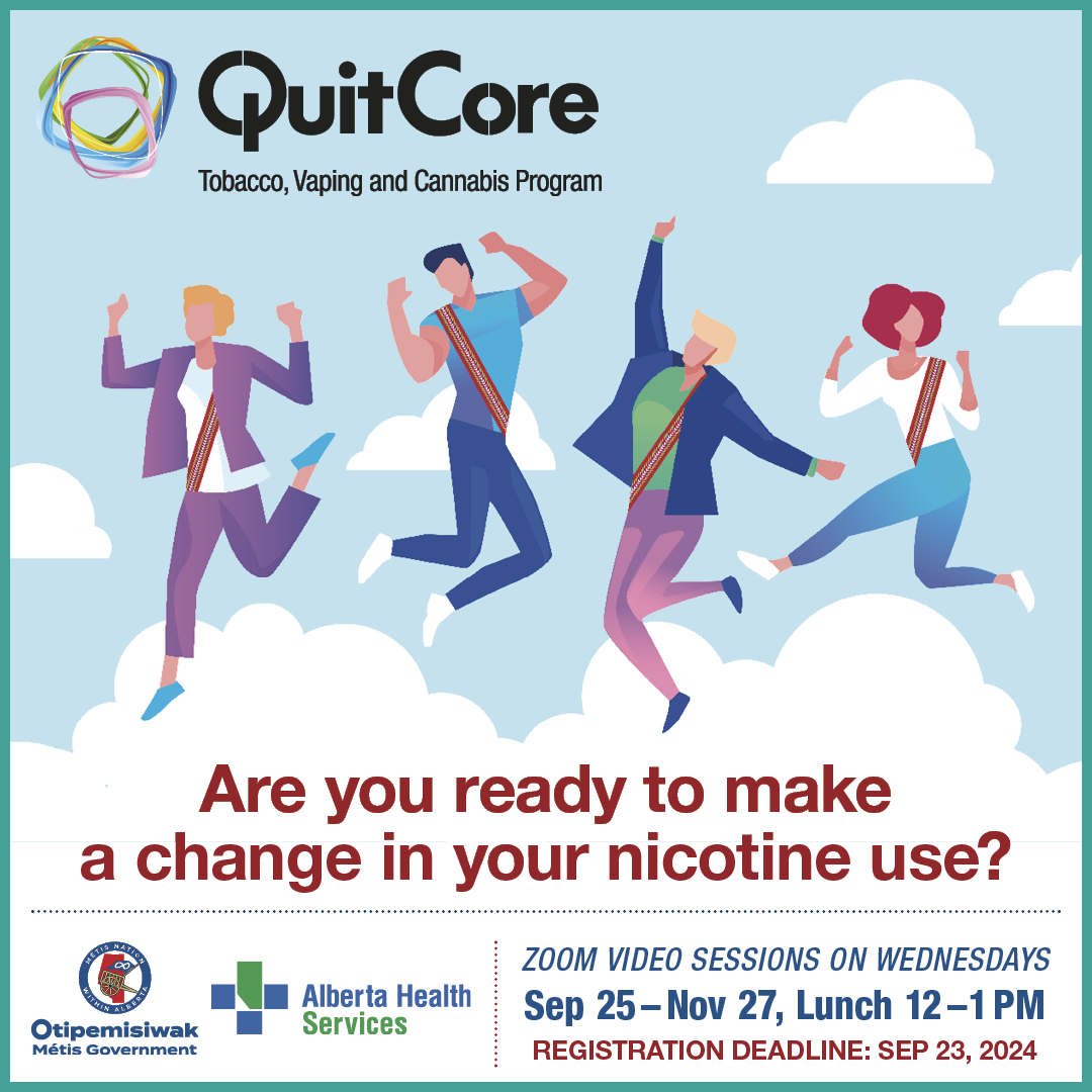 Take a QuitCore break from September 25 to November 27. This special daytime edition of the in-demand program will run on Zoom, Wednesdays, from noon to 1 p.m. 