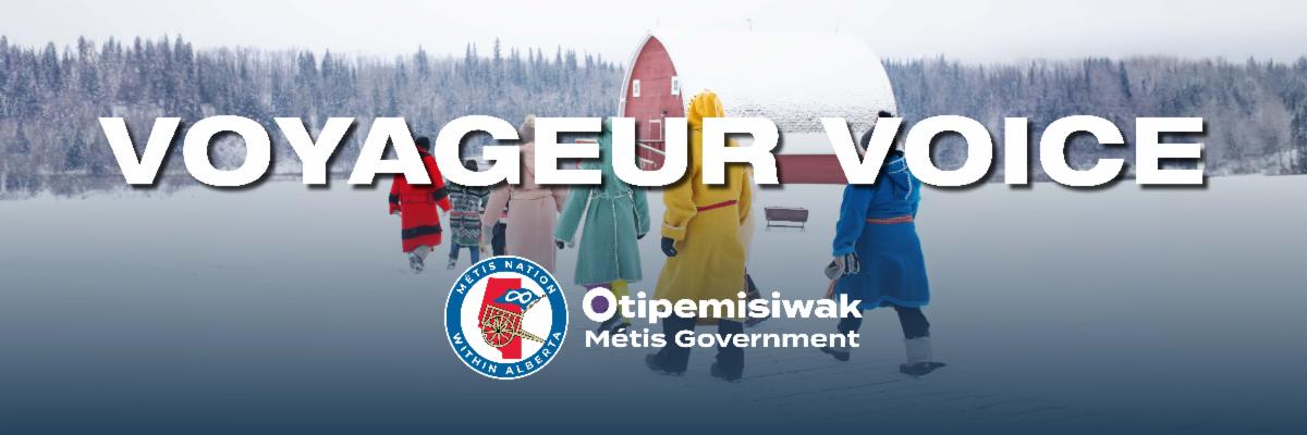 Voyageur Voice banner people walking in the winter