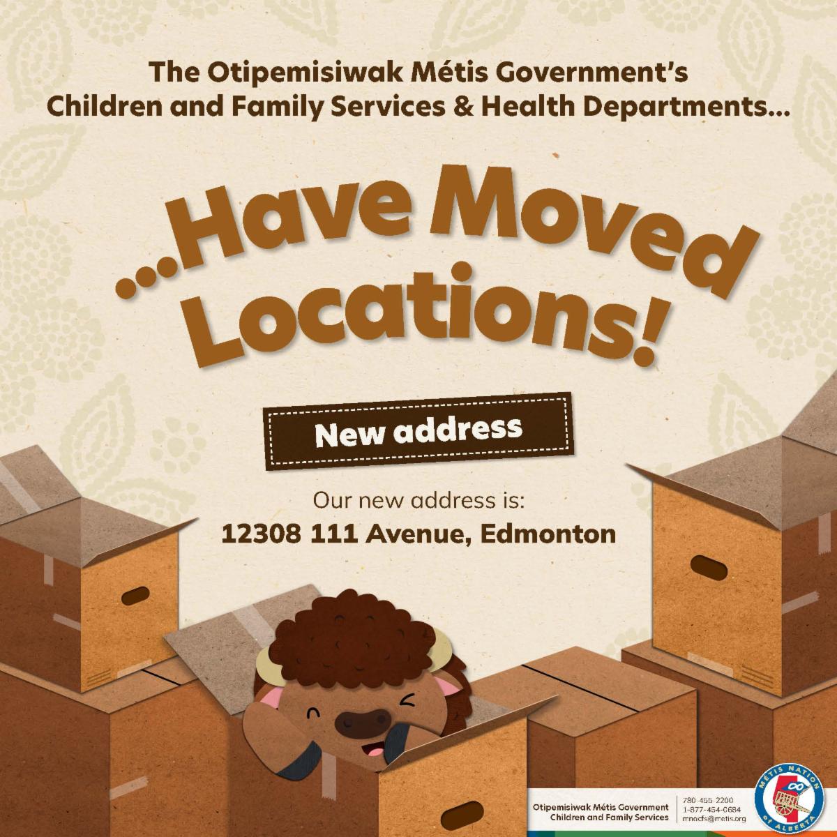 Children and Family Services and the Health Departments have moved locations! Visit us at 12308 111 Avenue, Edmonton. 