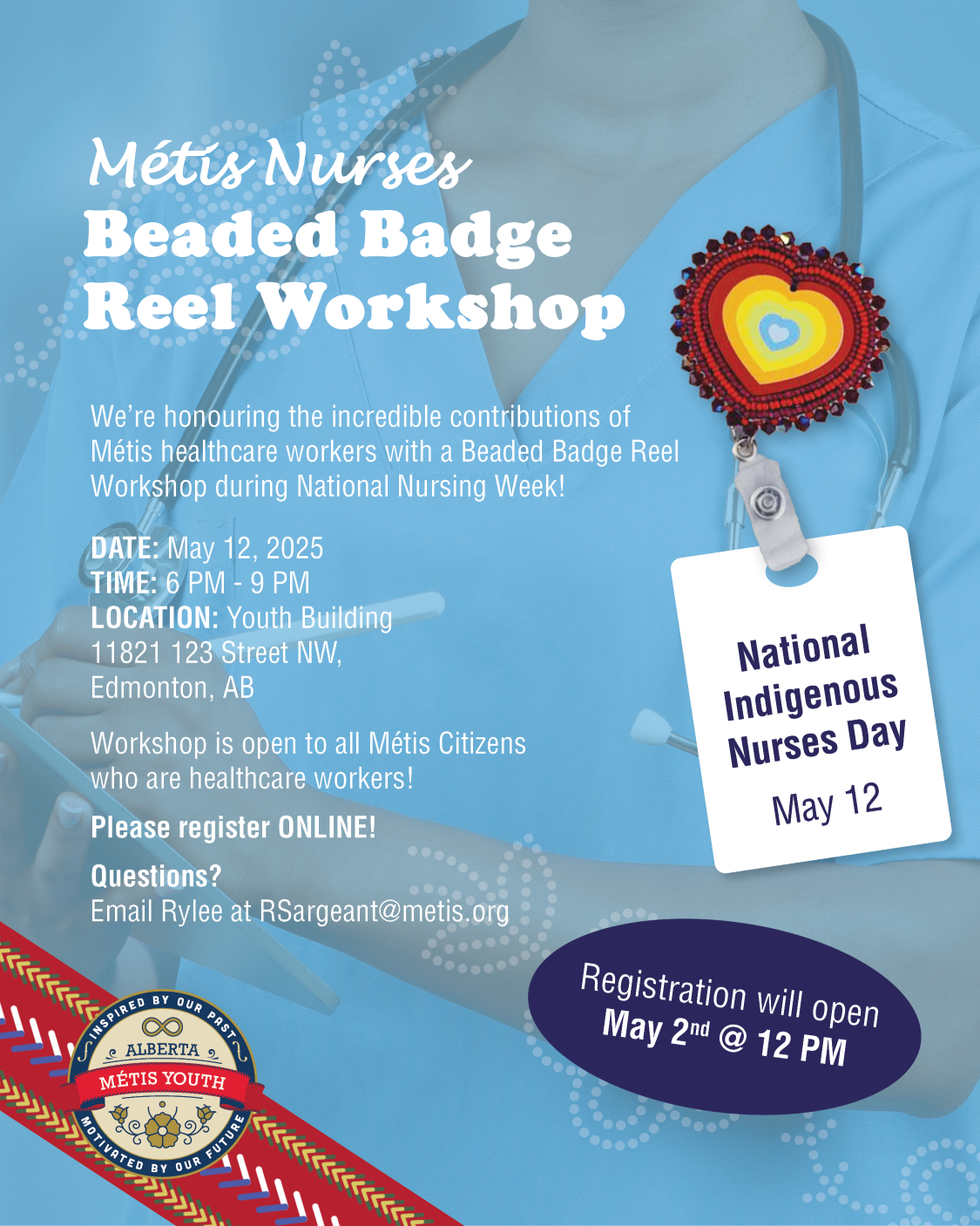 Beaded Badge Workshop poster click to open link
