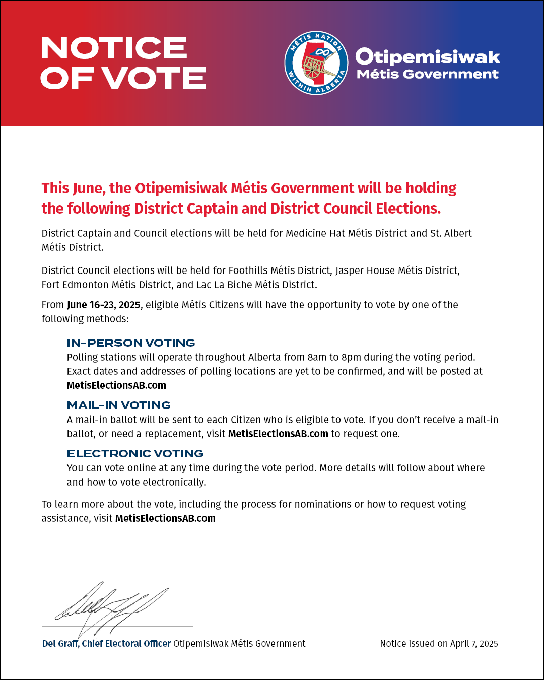 Notice of vote, click to open link