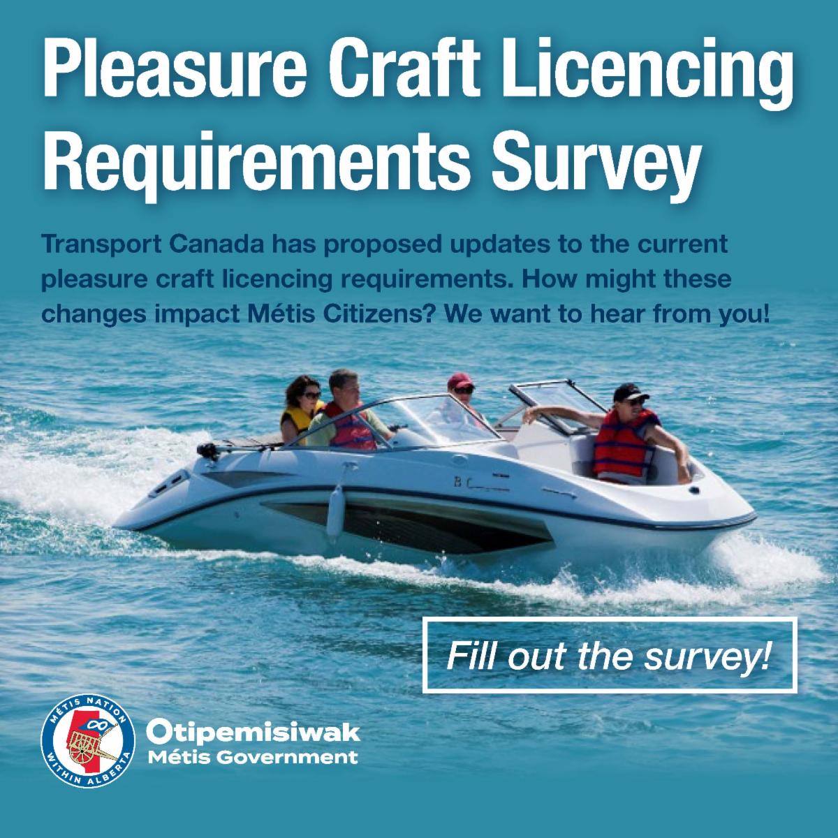 Pleasure Craft Licencing Requirements Survey. Transport Canada has proposed updates to the current pleasure craft licencing requirements. 