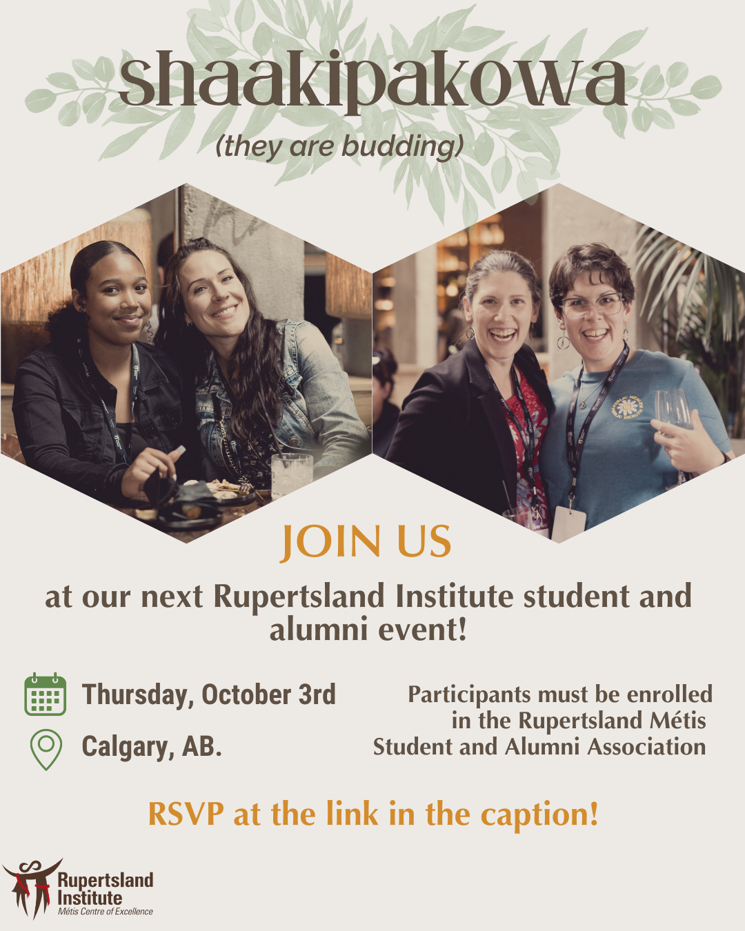 Join us on October 3rd, 2024 for a special gathering as we celebrate our Métis students and alumni!