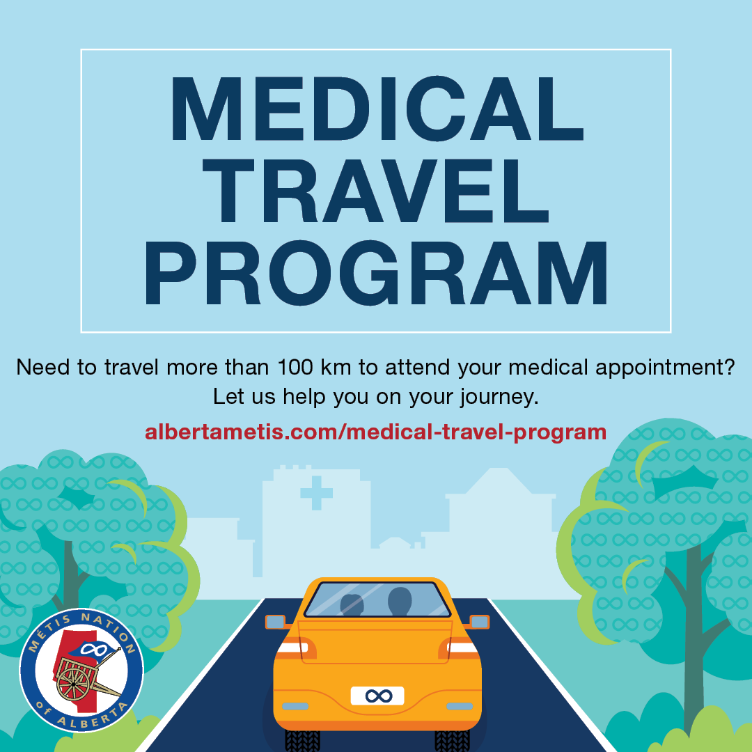Medical Travel Program. Need to travel more than 100 km to attend your medical appointment? Let us help you on your journey! albertametis.com/medical-travel-program. 