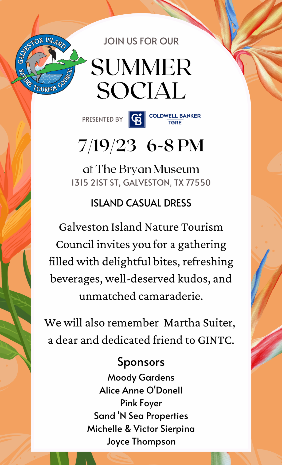 Galveston Island Nature Tourism Council Summer Social 2023