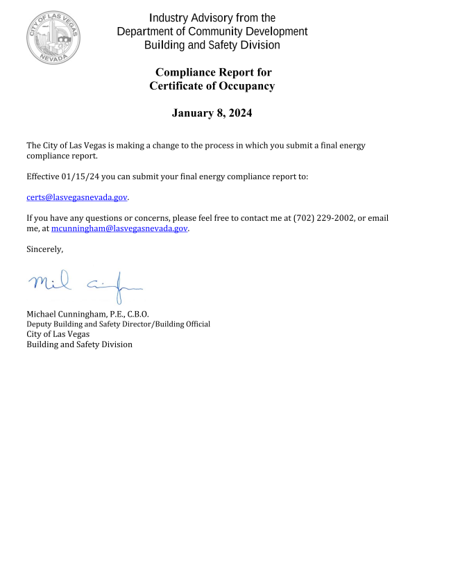 CLV Energy Compliance Report Submittal Procedure