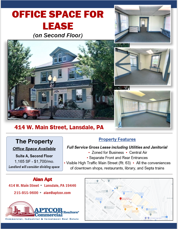 414 W. Main St., Lansdale 2nd Floor Office Space