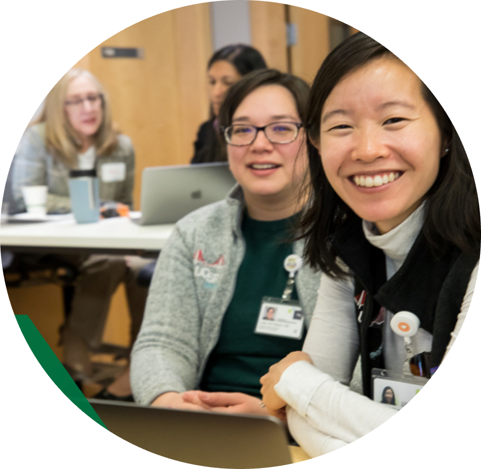 smiling people in a classroom