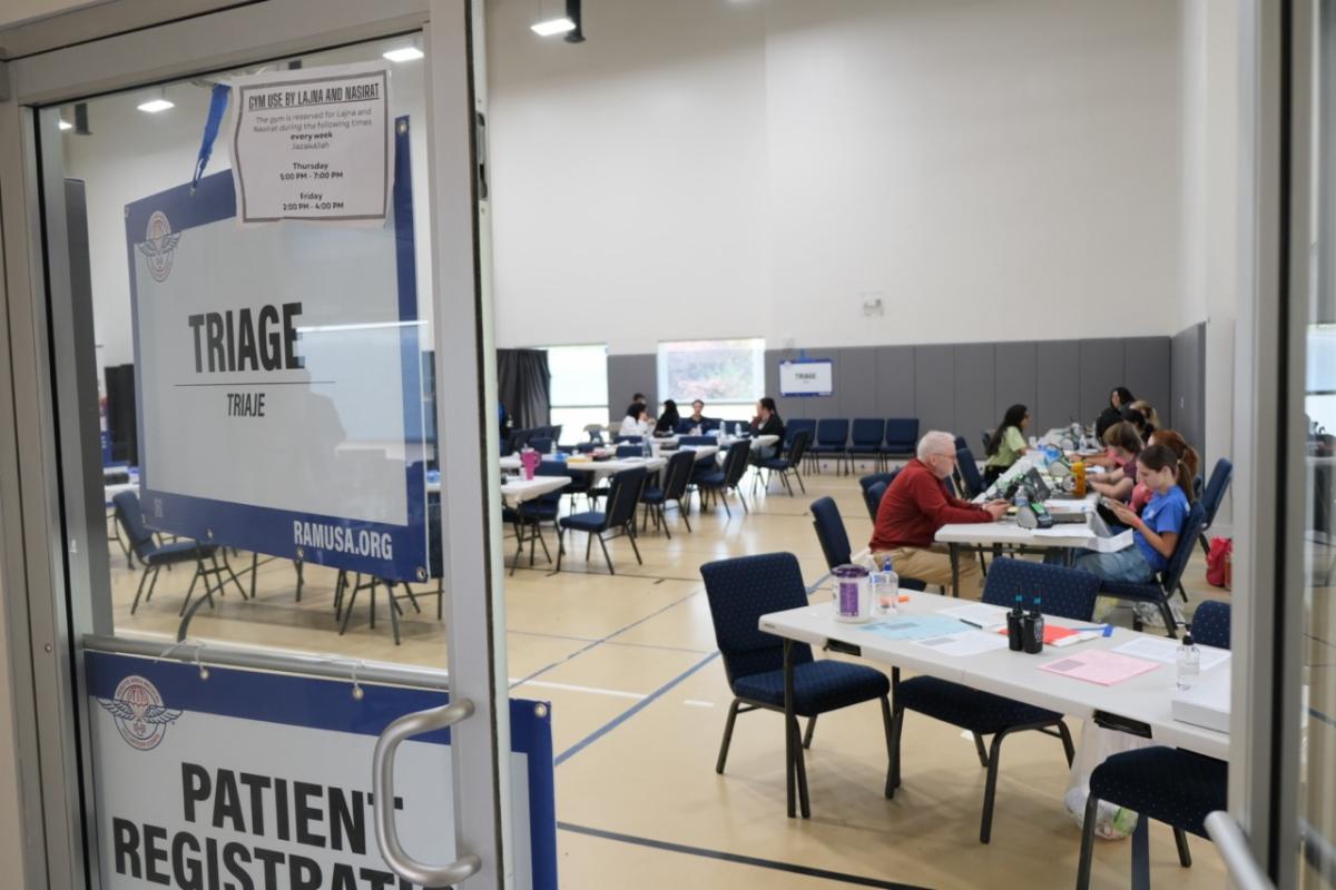 A view of the patient registration and clinic set up.